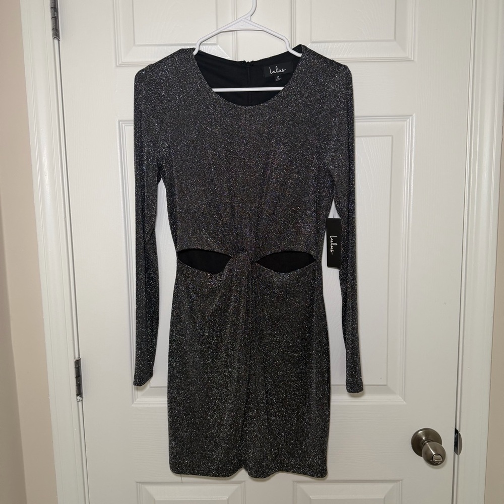 Lulu's Sparkling Black Cutout Dress